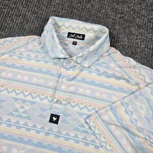 Bad Birdie Polo Shirt Mens Medium Multicolor Geometric Stretch Lightweight Golf